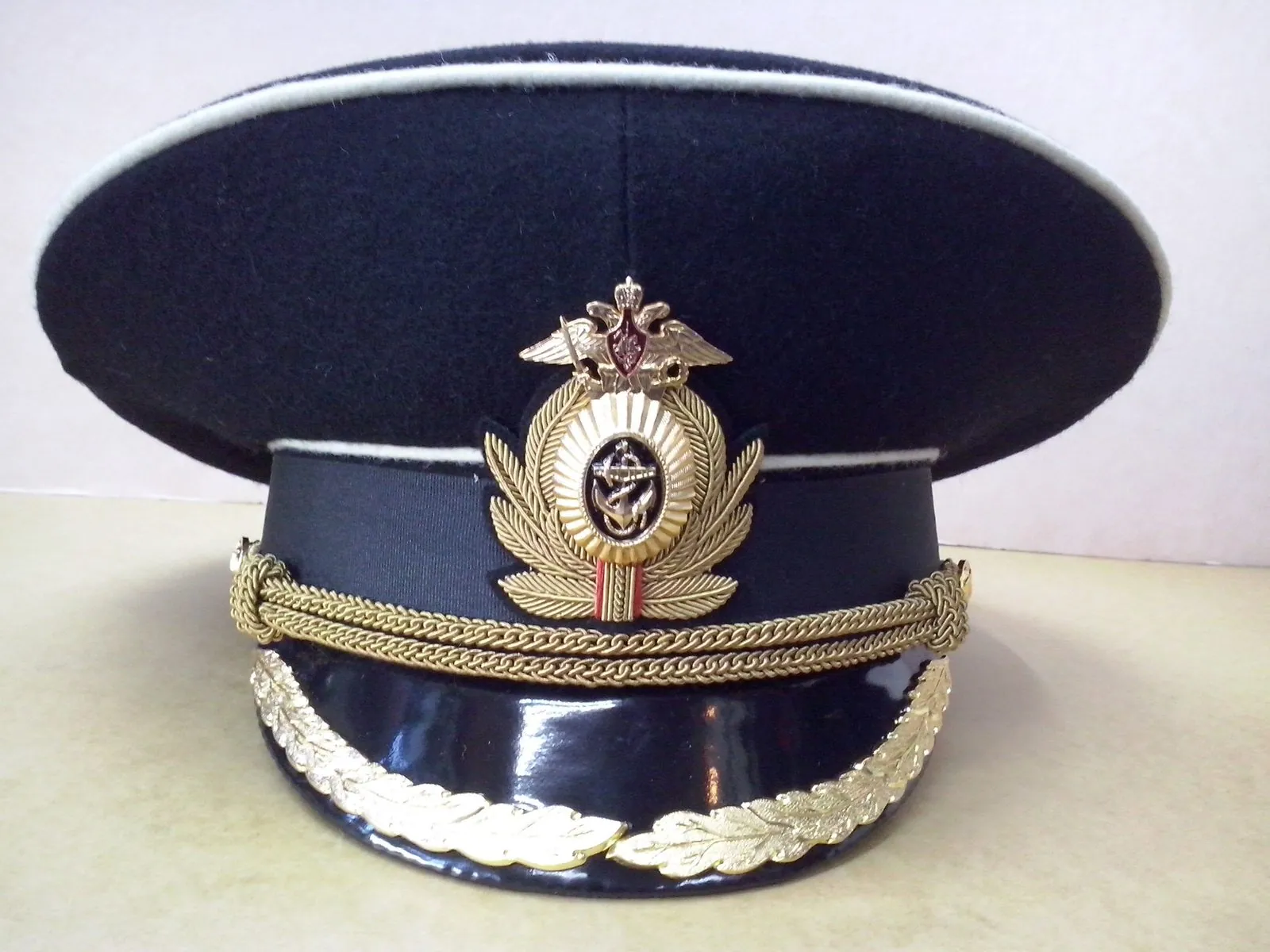 Фуражка чёрная ВМФ РФ с канителью — ручной пошив, Севастополь