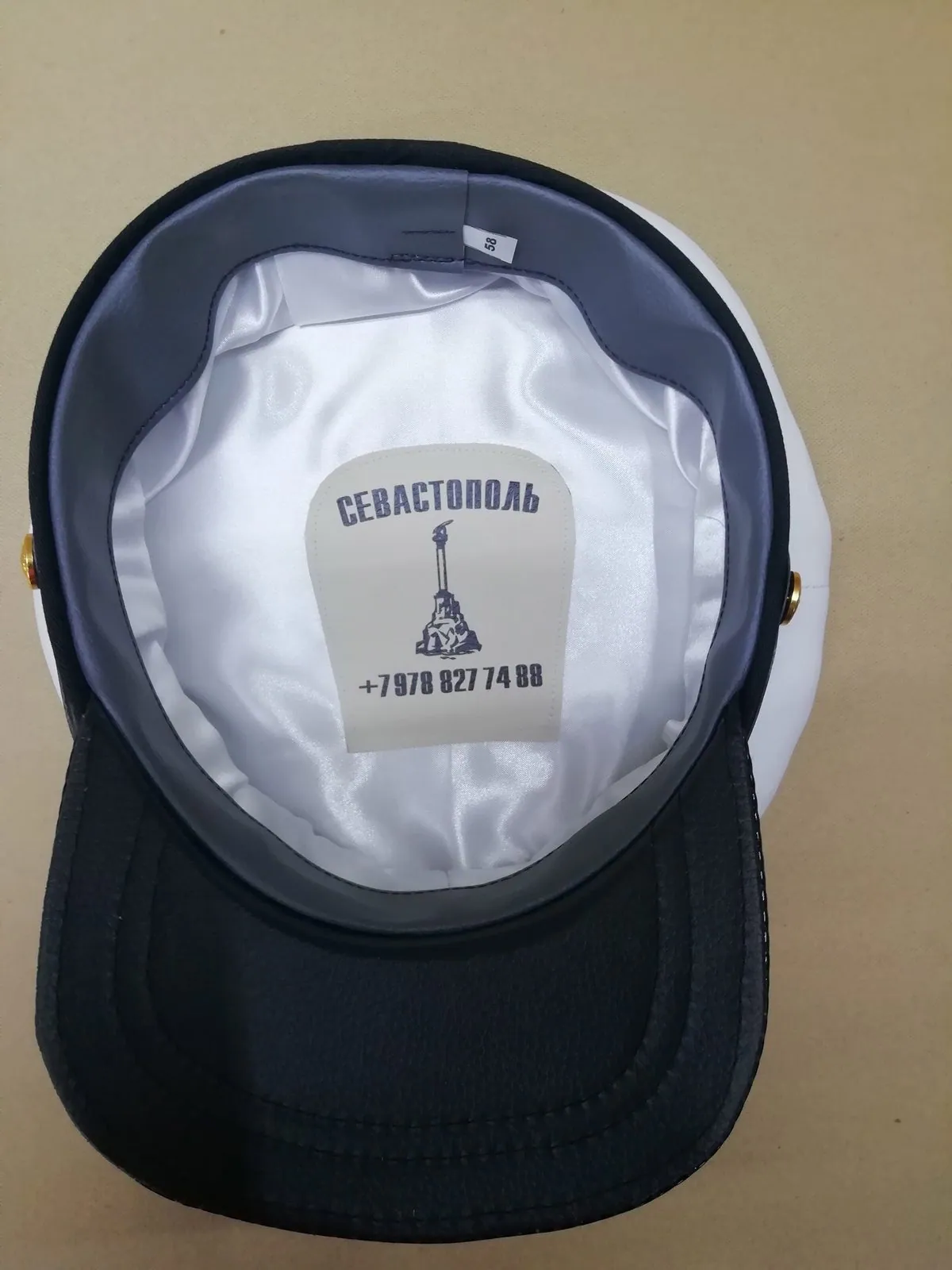 Фуражка морфлот белая кожаная — ручной пошив, севастопольская фуражечная мастерская — фото 2